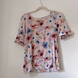 Pink floral blouse